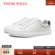 THOM WILLS男鞋真皮小白鞋男低幫黑尾軟底休閑白色板鞋男夏季百搭 白色卡棕尾G423-1 45 /9.5碼