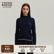 Teenie Weenie小熊女裝簡(jiǎn)約針織衫女秋冬針織開(kāi)衫罩衫短外套上衣 藏青色 M (165)