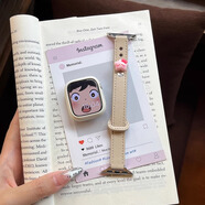 炫戴（XUANDAI）綠蘋(píng)果丨適用蘋(píng)果手表s10表帶真皮iwatch S9腕帶創(chuàng  )意女士蘋(píng)果手表s8/s7保護套智能運動(dòng)替換帶配件 杏色-粉喵【硅膠殼套裝】 44mm適用iwatch4/5/6/se代