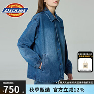 dickies胸前刺繡LOGO寬松休閑牛仔教練夾克 男女情侶 DK0A87RQ 中間藍(lán) M