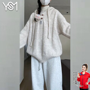 翊尚美針織毛衣女秋冬新款2025年小個(gè)子外穿寬松上衣高級(jí)感百搭休閑衛(wèi)衣 米白色 【復(fù)古親膚抗起球】 均碼 【推薦80-140斤】