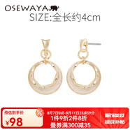 osewaya耳夾無(wú)耳洞女復古耳釘圈圈耳環(huán)氣質(zhì)綠色耳墜簡(jiǎn)約時(shí)尚圓環(huán)耳飾 白色耳釘