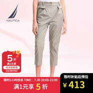諾帝卡（NAUTICA）【商場同款】女裝春夏款涼感透氣輕薄休閑九分褲女32PM27 煙灰色053 28