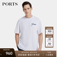 PORTS寶姿男裝夏季時尚休閑刺繡短袖圓領(lǐng)T恤 白色 L