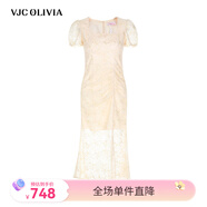 VJC OLIVIA【專柜同款】VJC OLIVIA珠片繡花蕾絲裙輕奢女裝連衣裙透視連衣裙 S