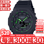卡西歐（CASIO）G-SHOCK街頭軍事系列八角形農家橡樹(shù)炭纖維防水運動(dòng)日韓表送男友 霓虹綠GA-2100-1A3