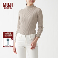 無印良品 MUJI 女式 寬羅紋 可水洗 半高領(lǐng)毛衣長袖針織衫 BAA02A1A 燕麥色 L