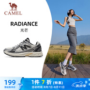 駱駝（CAMEL）光芒復古慢跑步女鞋網(wǎng)面透氣運動(dòng)鞋子 X25B09L7007 白色/黑色 35