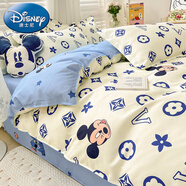 迪士尼（Disney）全棉床上四件套純棉四季款兒童卡通男孩女孩宿舍單人1.5m家用被罩 歡樂(lè )米奇-迪士尼 床單款 1.5m四件套(被套150*20(被