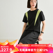 雲(yún)上生活「采風(fēng)連衣裙」A字顯瘦及膝裙夏季T恤裙女L8396X 隕石黑 S