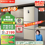 格力（GREE）晶弘 225升冰箱風(fēng)冷無(wú)霜迷你小型家用三開(kāi)門(mén)大冷凍節能低噪離子凈味電冰箱宿舍辦公室客廳高性?xún)r(jià)比 BCD-225WETC/時(shí)代金【董總推薦】