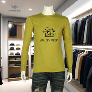 ANDSEEYOU 潮牌男士長(cháng)袖T恤 秋冬季新款簡(jiǎn)約青年百搭圓領(lǐng)上衣時(shí)尚印花體恤 黃綠色 M