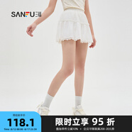 三福半身裙2024夏季碎花防走光內(nèi)襯雙層短裙女裝483825 大白（蕾絲下擺） 165/68A/M