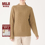 無(wú)印良品 MUJI 女式 阿蘭圖案 高領(lǐng)毛衣 長(cháng)袖針織衫女款冬季W(wǎng)9AA874 駝色 M (160/84A)