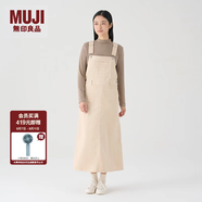 無(wú)印良品（MUJI）女式 木棉混 燈芯絨 背帶裙寬松直筒中長(cháng)款連衣裙 美拉德BE12CC3A 象牙色 XL