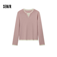 森馬（Semir）森馬毛衣女短款假兩件含羊毛針織衫24冬新款保暖內(nèi)搭109724107015