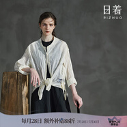 日著RIZHUO【商場同款】長衫圓領(lǐng)襯衫2024夏季新款女裝寬松不規(guī)則襯衫 午后白 L
