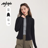 MJ STYLE空氣層修身外套女2025秋季新款運動親膚休閑顯瘦立領(lǐng)拉鏈短款上衣