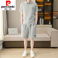 皮爾卡丹（pierre cardin）男士短袖T恤衫套裝潮牌男裝休閑夏裝加肥加大碼薄款速干上衣短褲 902灰色 XL 130-145斤