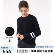 Navigare意大利小帆船純羊毛衫女士秋冬款保暖毛衣圓領(lǐng)針織衫內(nèi)搭打底衫 黑 S