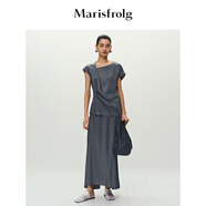 Marisfrolg【精簡(jiǎn)衣櫥】瑪絲菲爾2025夏新款幾何領(lǐng)口無(wú)袖T恤上衣 胡桃木 S