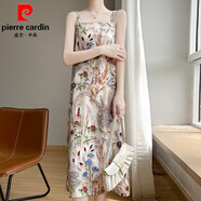 皮爾卡丹（pierre cardin）一字領(lǐng)吊帶連衣裙女士寬松顯瘦收腰過(guò)膝長(cháng)裙背心裙子2026夏季新款 圖片色 XL