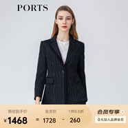 PORTS寶姿女裝春夏女裝長(zhǎng)袖長(zhǎng)夾克LM8J025MFF064 黑色條紋 M (6)