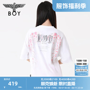 BOY LONDON【繁花】潮牌T恤情侶款短袖櫻花翅膀印花N01712 白色 S