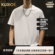KURIOS奢品260g重磅白色短袖T恤男夏季潮牌寬松圓領(lǐng)白色半袖體恤男裝上 白色 L 【適合125-145斤】