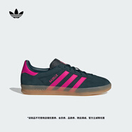 adidas「T頭鞋」GAZELLE INDOOR經(jīng)典板鞋德訓(xùn)鞋女阿迪達(dá)斯三葉草   極光常春藤綠/亮粉色/樹(shù)脂黃   41