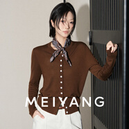 美洋（MEIYANG）清秋針織開(kāi)衫 流光智性美麗諾羊毛圓領(lǐng)針織衫秋季新款針織衫女 咖色 M