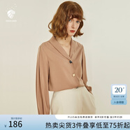 范思藍(lán)恩春秋新款雪紡白襯衫女設(shè)計(jì)感小眾復(fù)古港味職業(yè)裝襯衣女 奶咖色 L