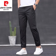 皮爾卡丹（pierre cardin）純色休閑褲男士春夏季薄款2025新款中年直筒修身舒適透氣九分褲男 SRN/6808B黑色 休閑褲 28 腰圍2尺1