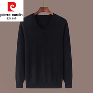 皮爾卡丹（pierre cardin）針織衫男加厚款V領(lǐng)毛衣男式商務(wù)羊毛衫純色雞心領(lǐng)針織桃子領(lǐng)上衣 黑色 厚款V領(lǐng)毛衣 厚款 4XL 190/104A（185-200斤）