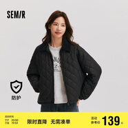 森馬（Semir）棉服女燈芯絨翻領菱形格復古2024冬三防寬松輕薄棉衣109724112007