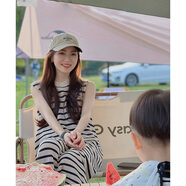 冉藝嵐同款設計感奶系森女凡爾賽法針織裙薄2025年夏季新款冷淡風(fēng)無(wú)袖連 條紋連衣裙 L
