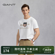 GANT/甘特【100%棉】男女情侶款學(xué)院風(fēng)美式休閑圓領(lǐng)短袖重磅T恤 110白色 M
