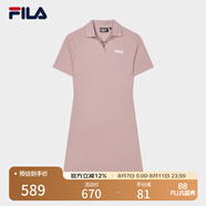 FILA 斐樂(lè)官方女子針織連衣裙時(shí)尚修身POLO領(lǐng)短袖裙子 瓊脂粉-PK S (160) 80A