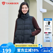 坦博爾羽絨服馬甲女立領(lǐng)寬松外搭短款羽絨背心外套TD236006 黑色 185
