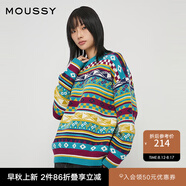 moussy【新復(fù)古回潮】 復(fù)古菱形圖案圣誕氛圍厚款毛衣028FAZ70-5100 115花紋藍(lán)色 均碼
