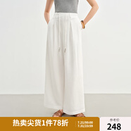獨(dú)束大碼女裝白色褲子2025新款棉麻褲夏季寬松bf慵懶風(fēng)休閑褲長褲 云朵白 L （尺碼：2）