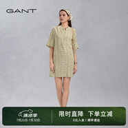 GANT/甘特2024年新款女士中長(zhǎng)款裙子休閑寬松字母印花五分袖連衣裙 726黃色 S (34)