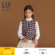 Gap【大小童同款】女童仿毛呢A字背心裙兒童裝683607 黑色格子 150cm(12-13歲)  亞洲尺碼