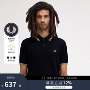 Fred Perry男士POLO衫2025夏季商務(wù)短袖重磅麥穗多彩T恤M3600 W53/黑色 M
