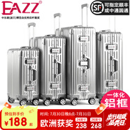 EAZZ【一體鋁框｜退換免費】行李箱鋁鎂合金拉桿箱旅行箱登機密碼皮箱 高端 鋁框-銀色 20英寸 登機箱 簽約商務(wù)手提箱
