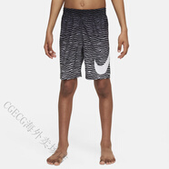 耐克（NIKE）男童SWIM大童沙灘短褲透氣運(yùn)動(dòng)褲網(wǎng)眼支撐舒適FZ6495 010黑/淺煙灰/白金色/白 160 XS