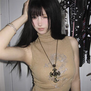 胖東來(lái)同款復古項鏈暗黑風(fēng)十字架亞文化哥特風(fēng)長(cháng)款鑲鉆毛衣鏈小眾 十字架水鉆項鏈