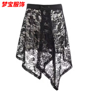 事思日韓森系少女搭配精美刺繡蕾絲疊穿屁簾四季百搭遮胯顯瘦半身裙 黑色精品面料做工 L 80-140斤可穿精品面料