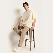 TRENDIANO 滌棉純色短袖T恤男士上衣 1ST2021030 燕麥杏 XL