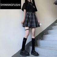 嬅欣胖妹妹大碼jk制服加肥加大JK套裝胖mm300斤微黑裙日系百褶短裙 復古赫本法式過(guò)膝桔梗大花套裝 5XL 220-250